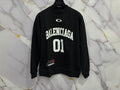FELPA BALENCIAGA 01 black sweatshirt with large white lettering on a marble background.