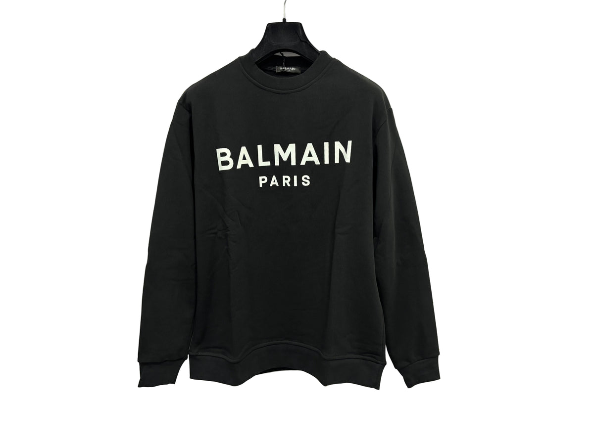 FELPA BALMAIN CLASSIC black sweatshirt featuring the iconic BALMAIN PARIS logo for stylish comfort.