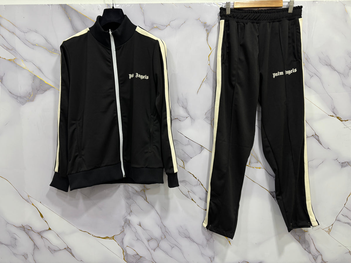 TUTA PALM CLASSICA stylish black tracksuit with zip jacket and pants, perfect for casual wear.